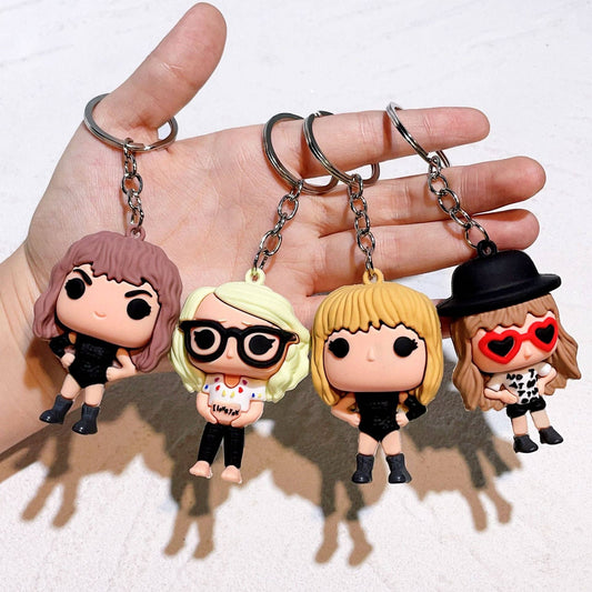 Taylor Swift cartoon character keychains 4 Assorted