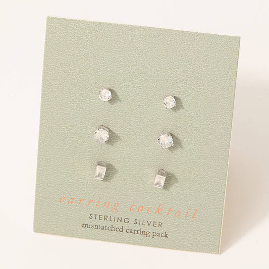 Sterling Silver Stud Earrings Set