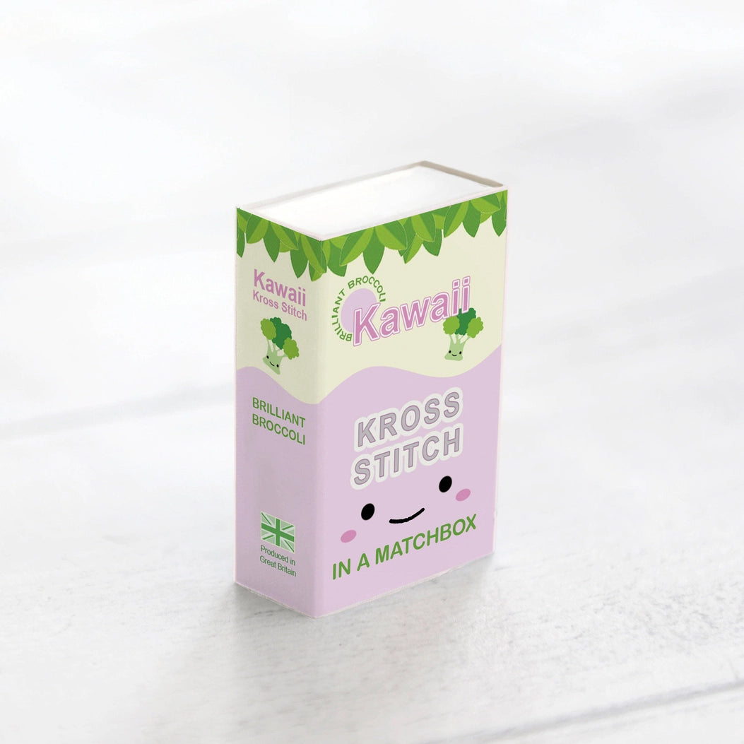 Kawaii Broccoli Cross Stitch Kit in A Matchbox