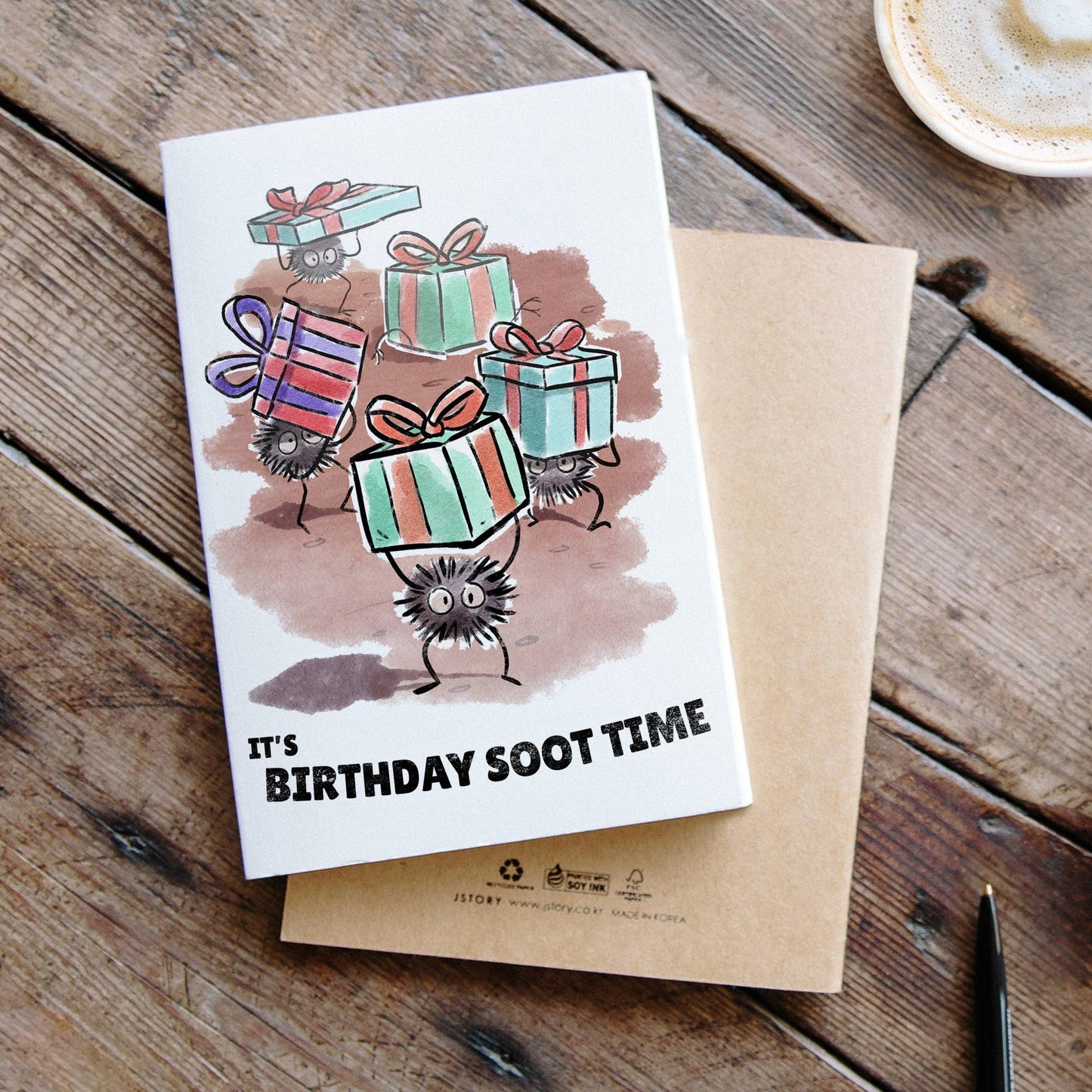 "Birthday Soot" Japanese Folklore Sprite Anime Birthday Card