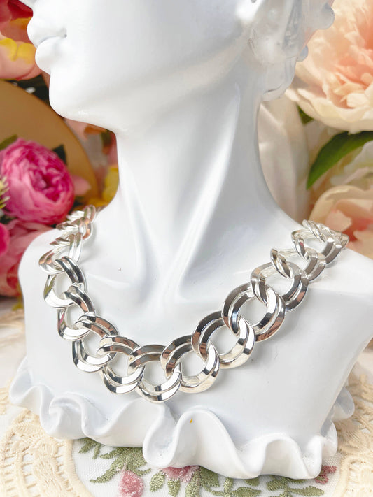 Harper silver chunky chain necklace, large chain necklace