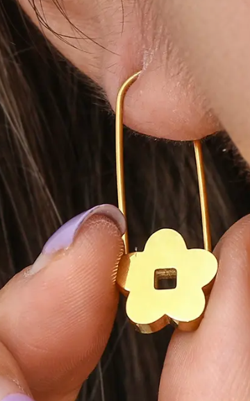 Blossom Pin Hoops 18K Gold Plated