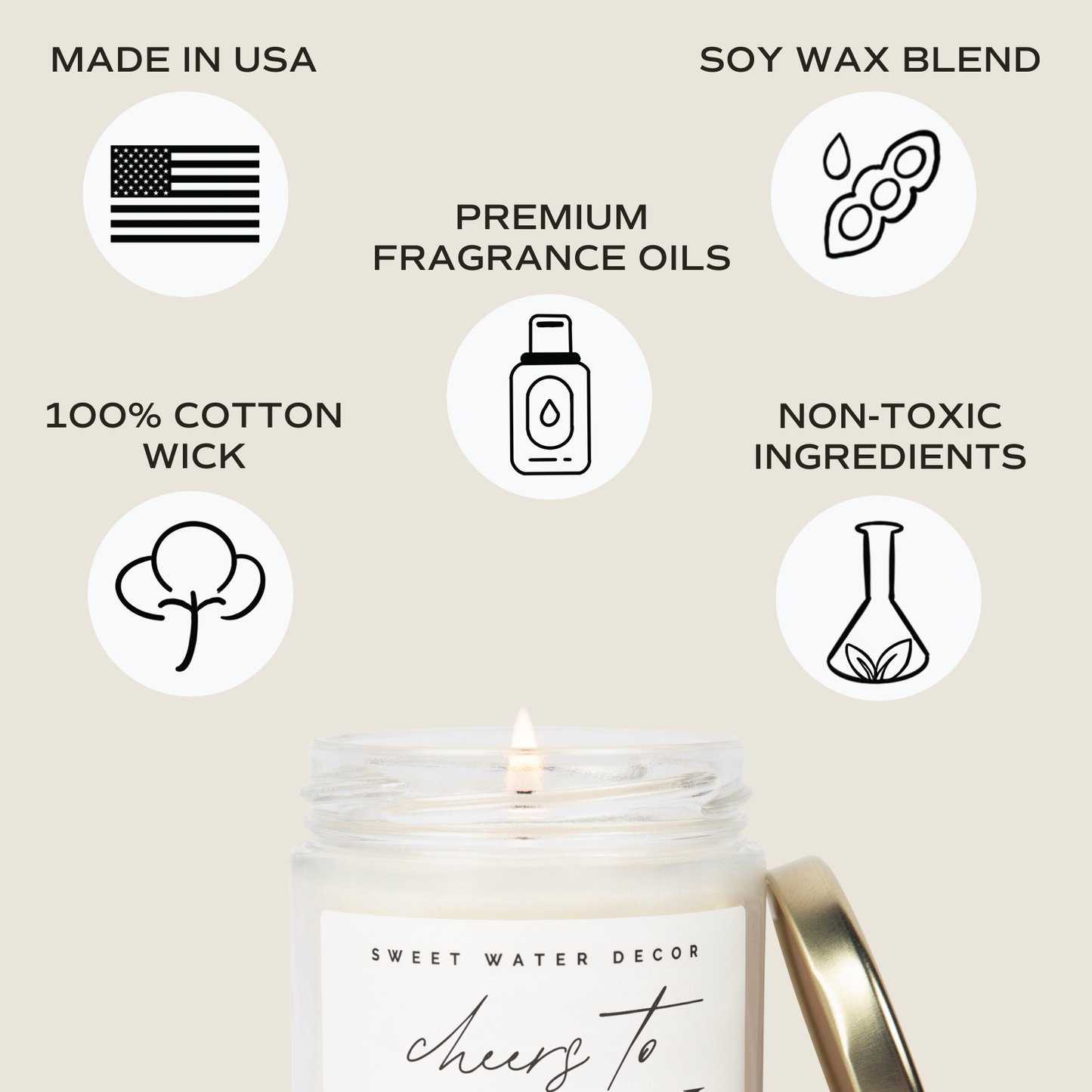 Cheers to Thirty 9 oz Soy Candle - Home Decor & Gifts