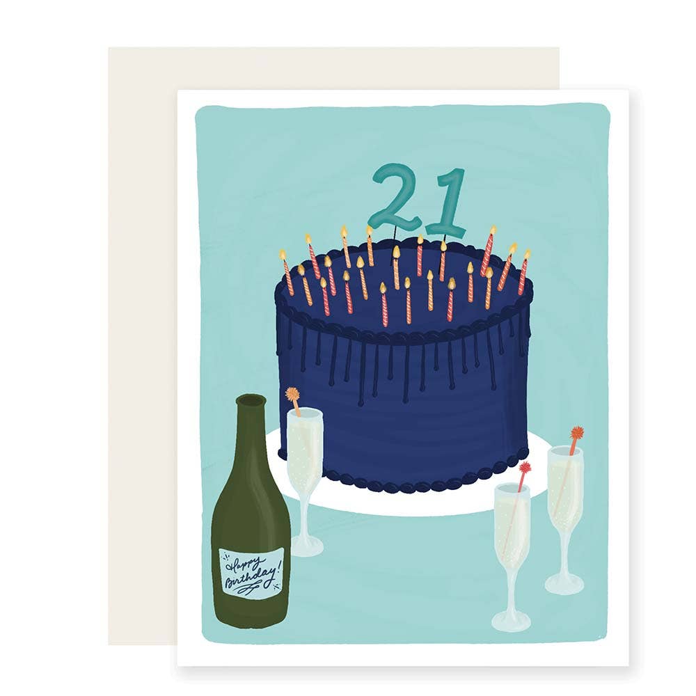 21 Cake | 21st Birthday Card | Cheers to 21st Birthday Card