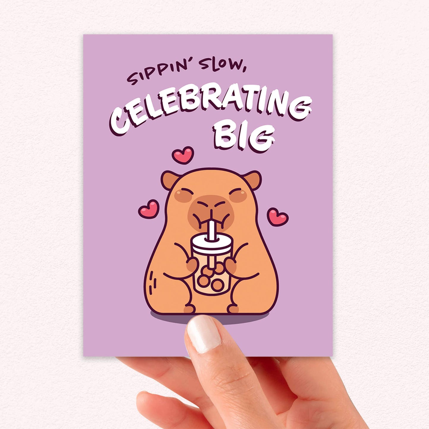 Celebrating Big Funny Birthday Card | Cute Capybara Milk Tea Boba