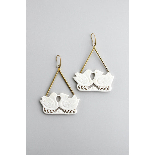 GNDE104 carved bird bone earrings - Front & Company: Gift Store