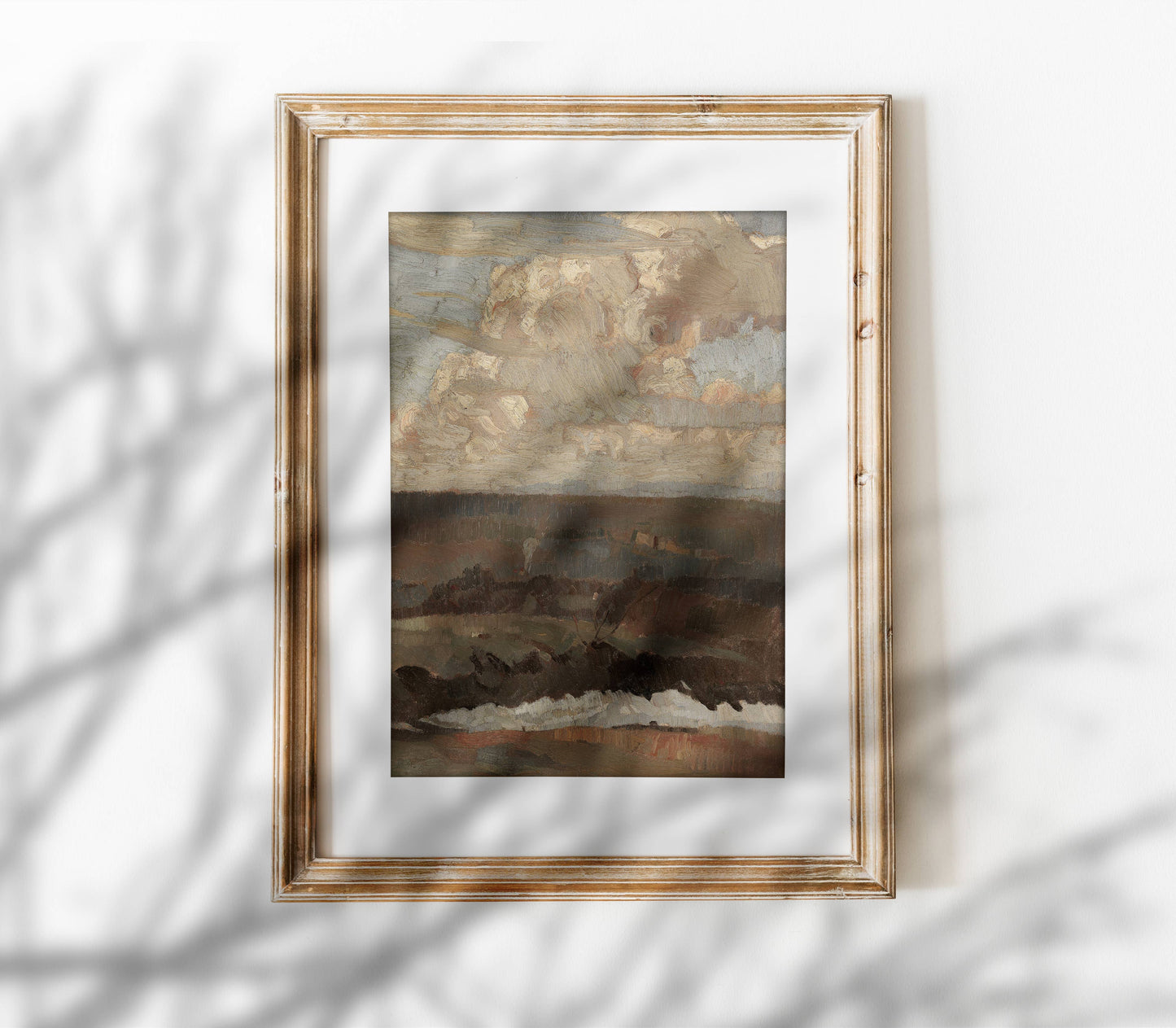 Vintage Landscape Painting | Moody Neutral Muted Art L202