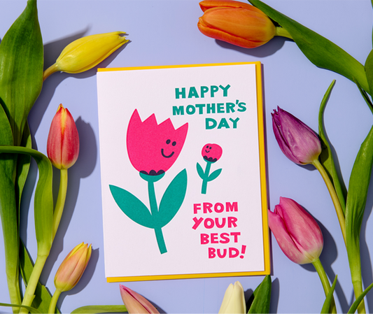 Cute Letterpress Mother's Day Greeting Card - Best Bud