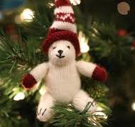 Polar Bear in Maroon Hat Ornament