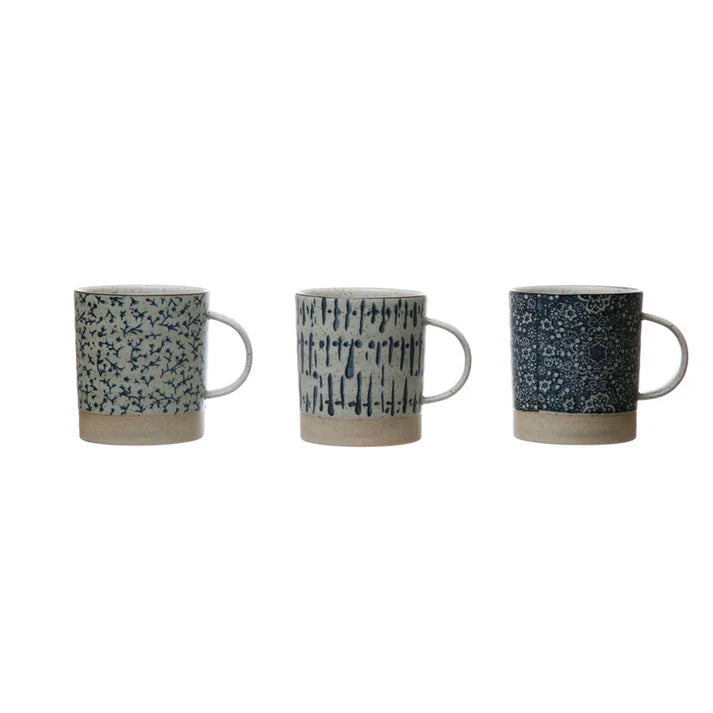 Hand-Stamped Stoneware Mug - 4-1/2-in