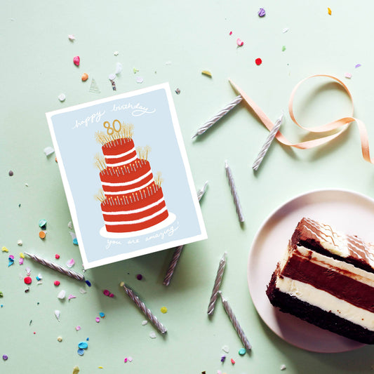 80 Cake | Happy 80th Birthday Card