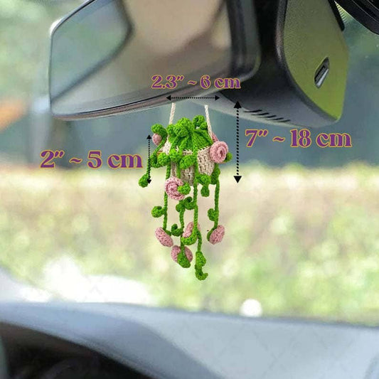 Crochet Monstera Car Plant Hanging, Aesthetic Flower Decor
