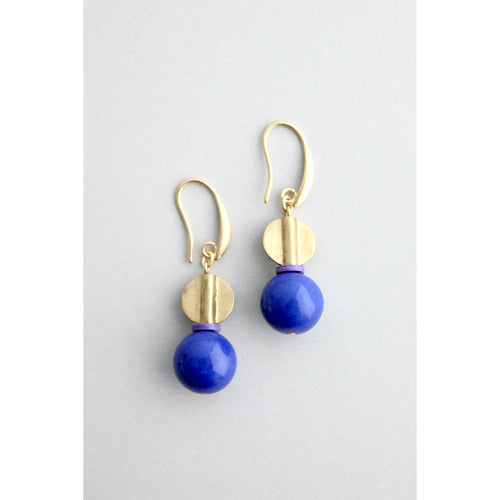 GNDE31 blue and brass hook earrings - Front & Company: Gift Store