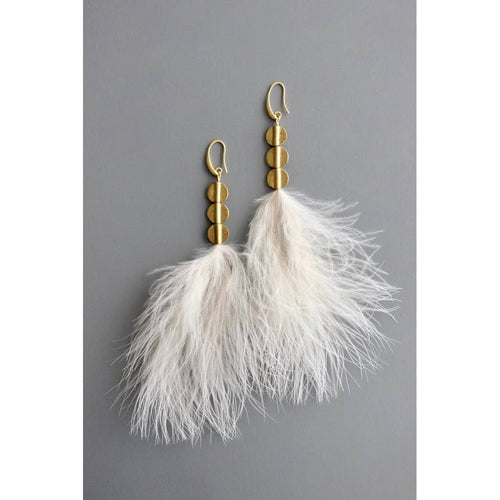 YSME55 Blush feather and brass disc earrings - Front & Company: Gift Store
