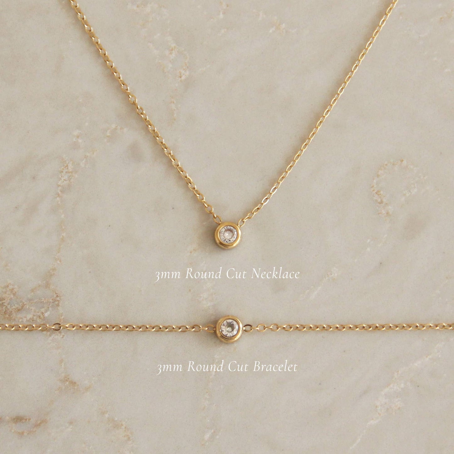 Bezel Stone Necklace and Bracelet Set