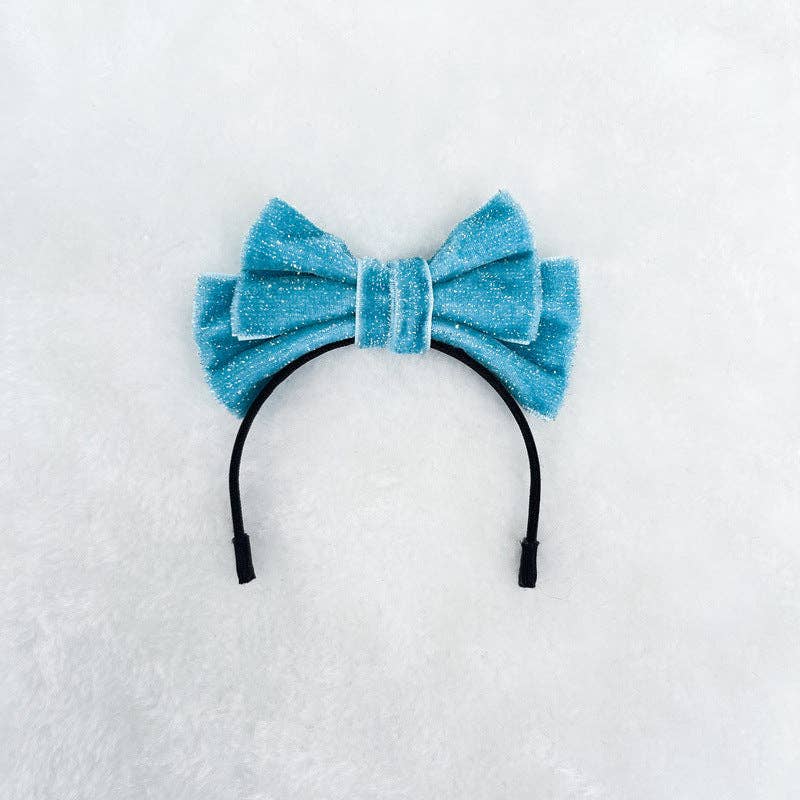 Mini Velvet glitter bow headband for labubu dolls