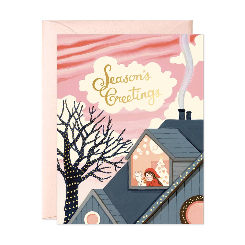 Window Girl Greetings Greeting Card