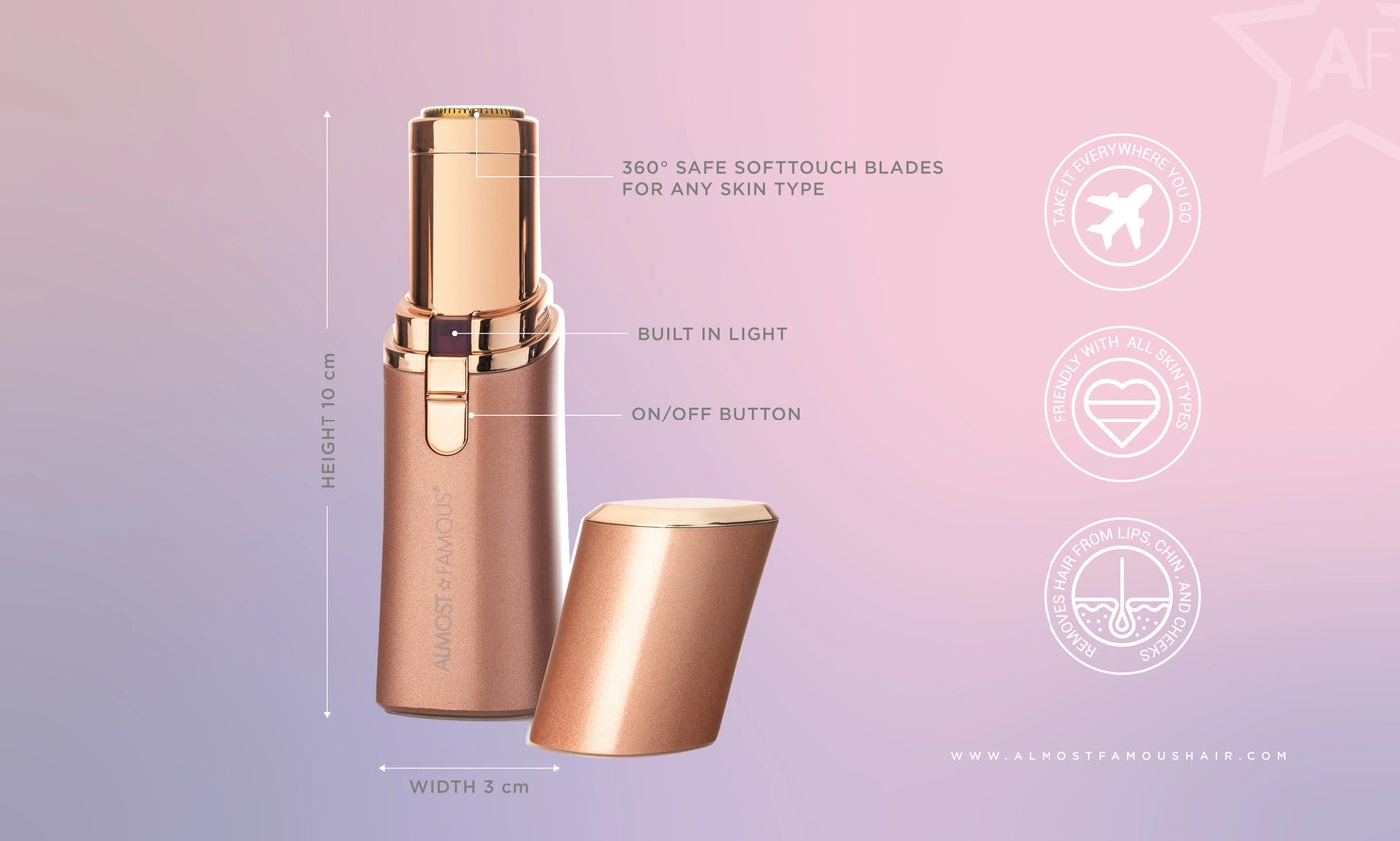 "Buzz It" Painless Facial Hair Removal Wand - Pink