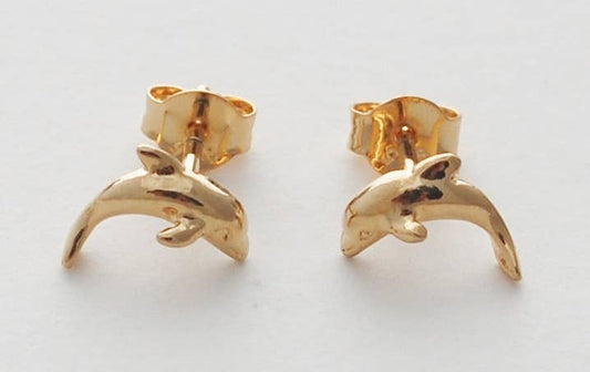 Dolphin Stud Earrings - gold Natural History