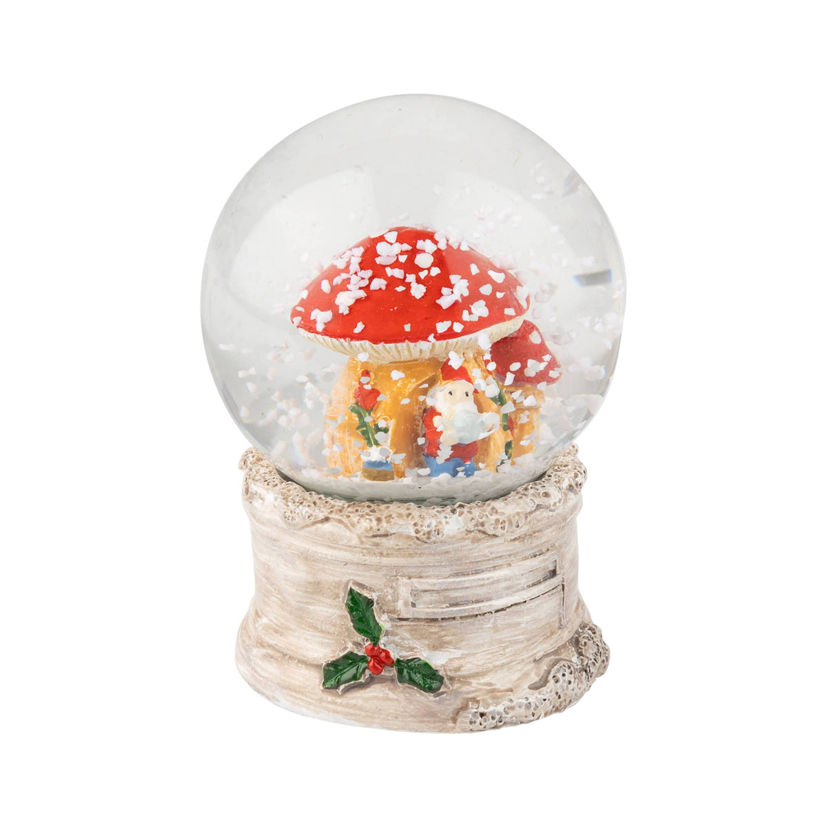 A73434:Resin mini snow globe,gnome/mroom,white textured b