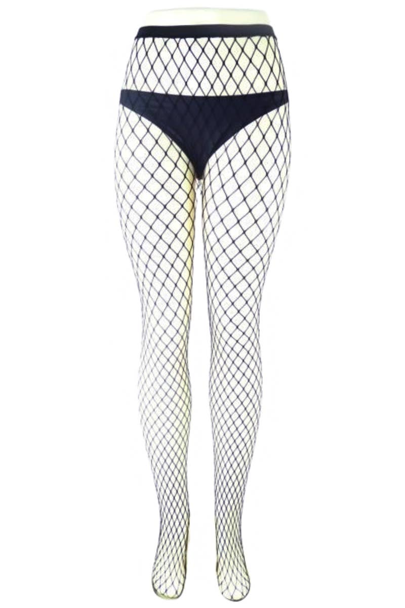 High Rise Large Diamond Cut Fishnet Sheer Tight Pantyhose