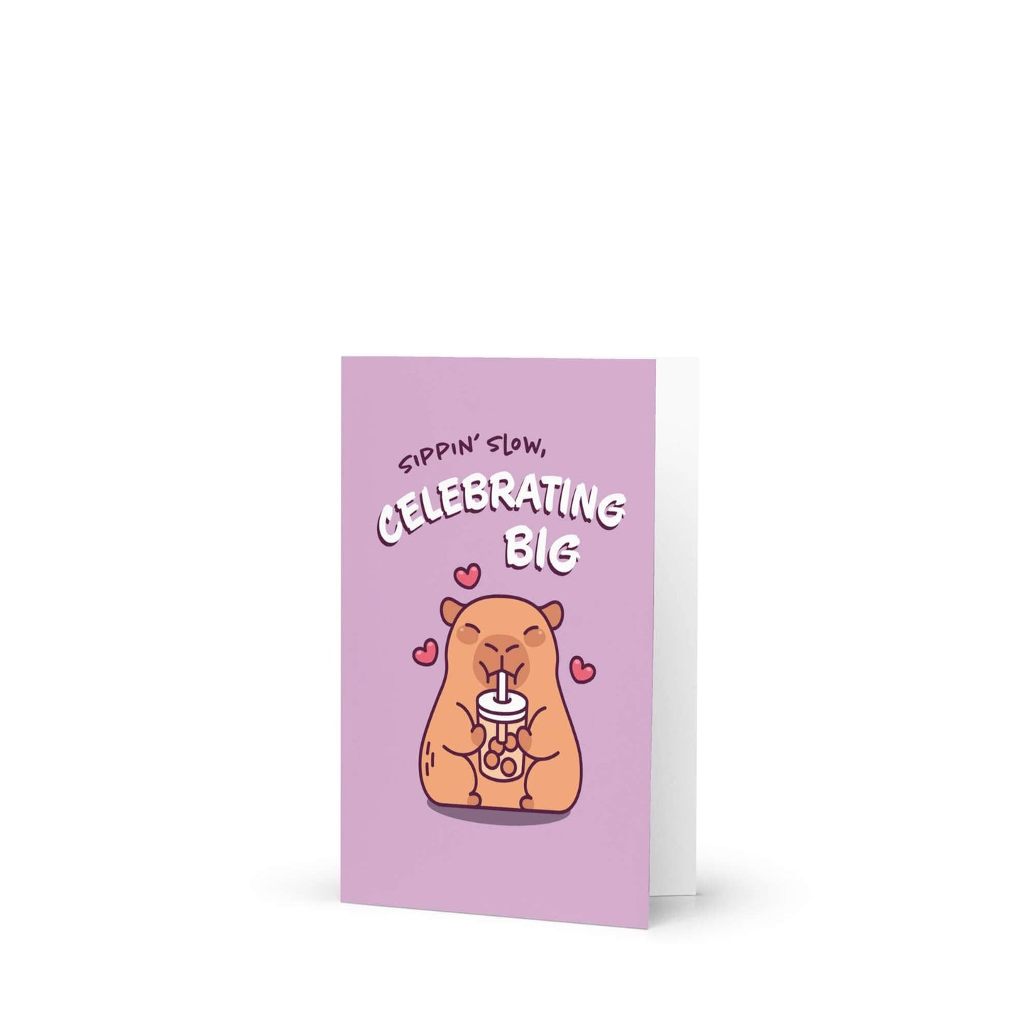 Celebrating Big Funny Birthday Card | Cute Capybara Milk Tea Boba