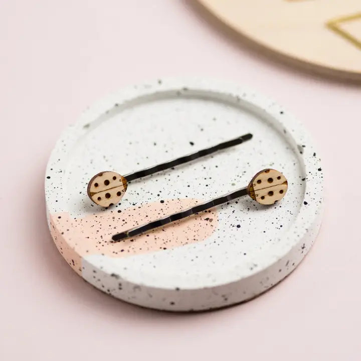 Wooden Ladybird Hair Slides