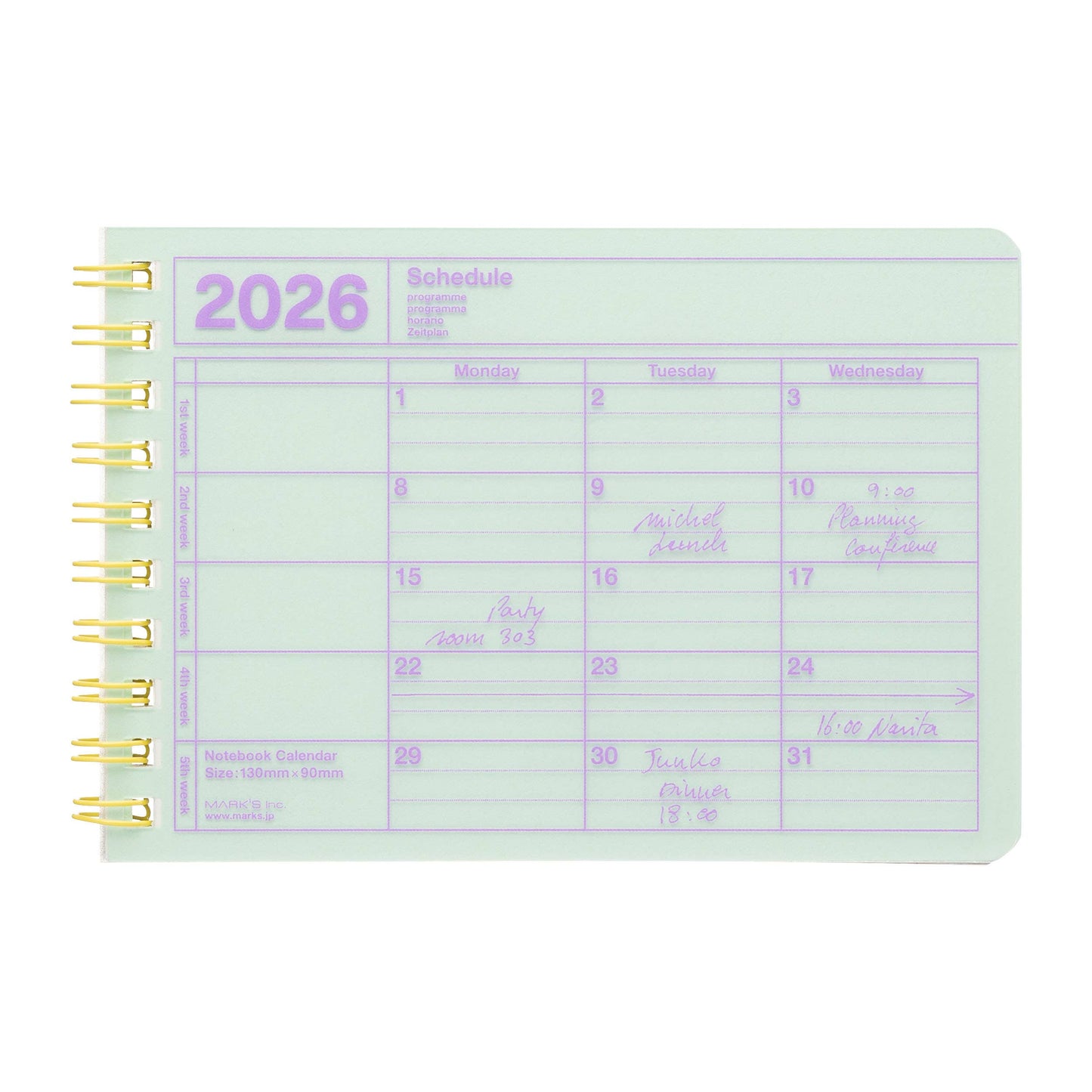 Notebook Calendar 2026,B7,XS