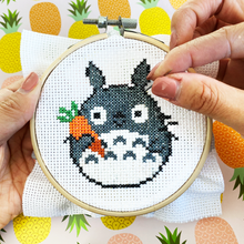 Load image into Gallery viewer, Totoro with Carrot - DIY Cross Stitch Kit
