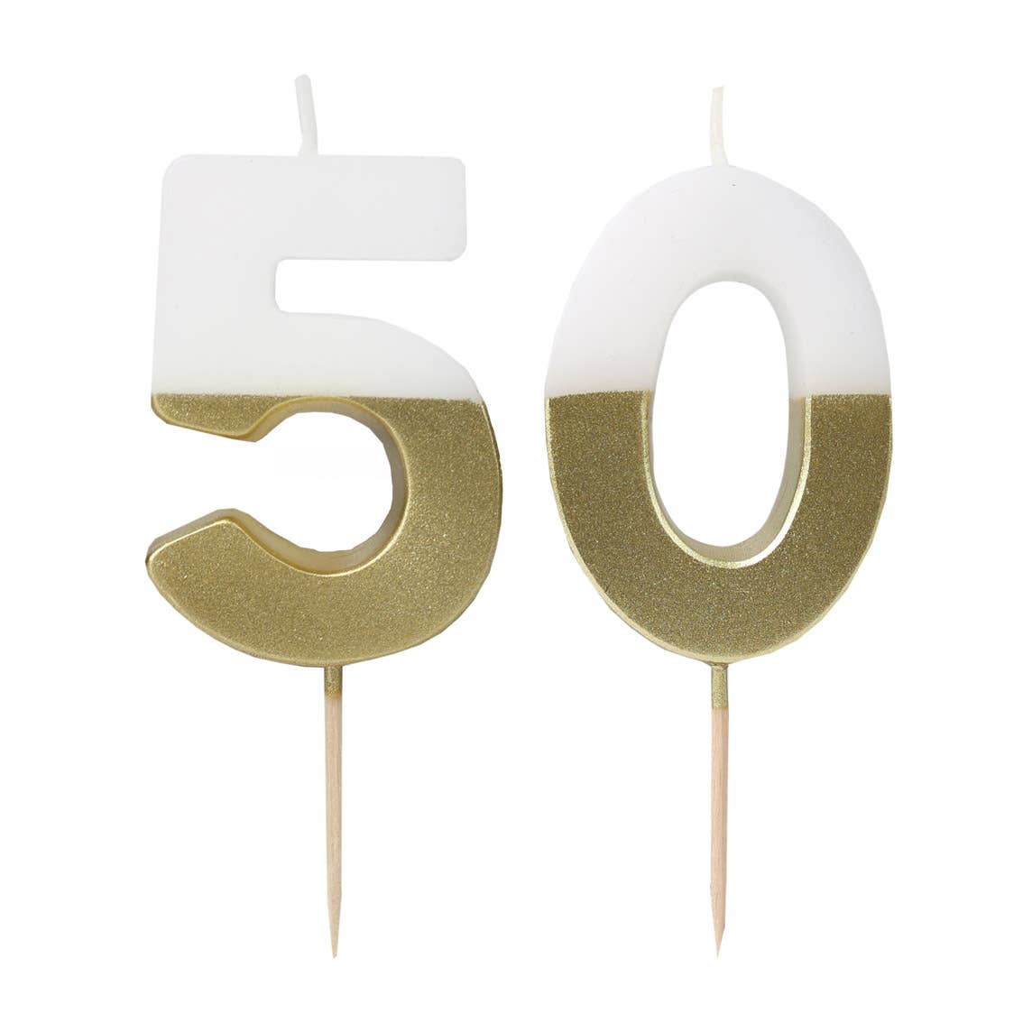 White & Gold Number Candle - 50 | Milestone Birthday |