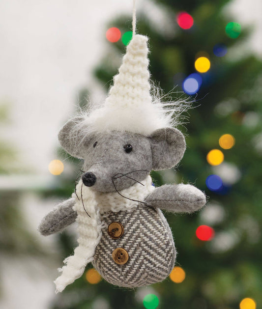 Felt Mouse Ornament: Grey Mouse Ornament