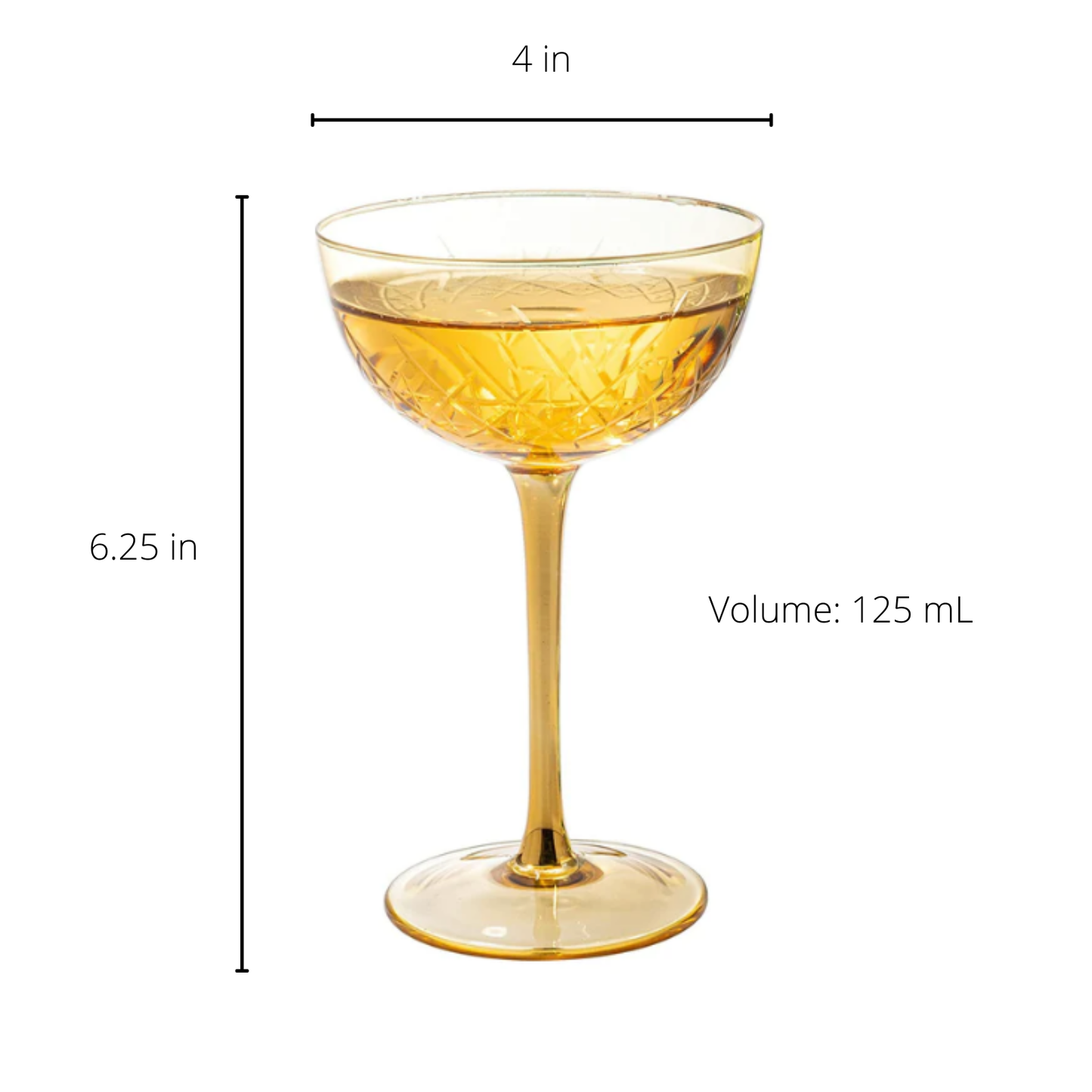 Colored Coupe Art Deco Glasses | 7.3 oz Classic