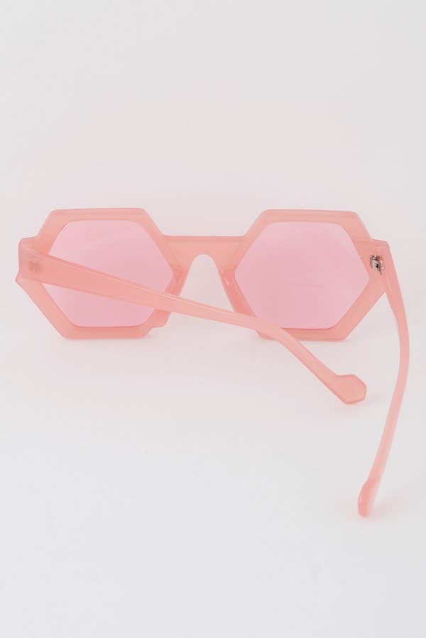 Bright Tinted Hexagon Sunglasses