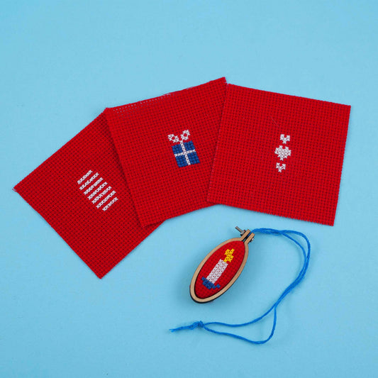 Christmas Bauble Joy Peace Hoop Cross Stitch Kit