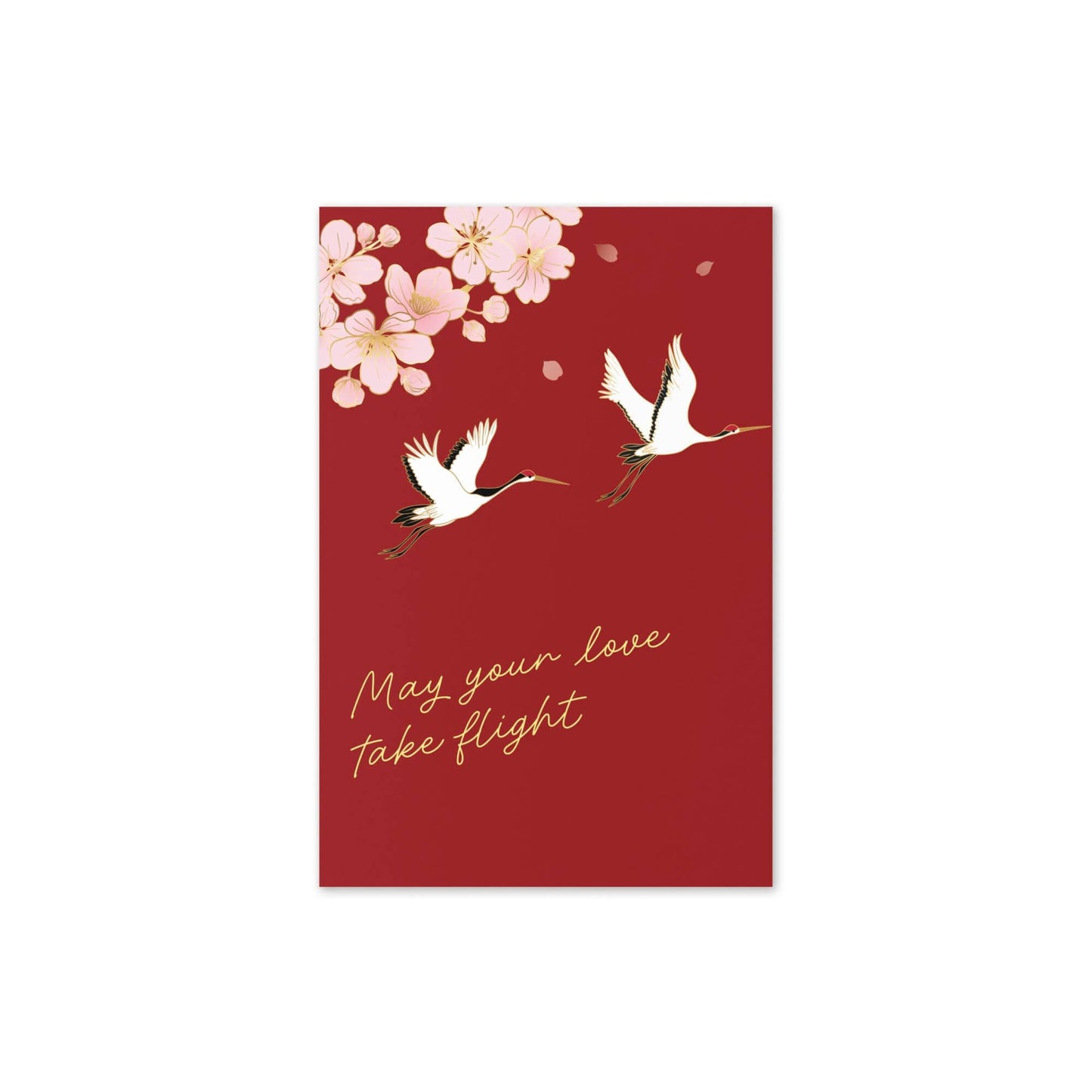 Love Take Flight Asian Wedding Cards | Red Ornate Chinese Vietnamese Greeting