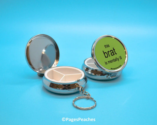 Brat Pill Case Keychain Travel Medication Organizer