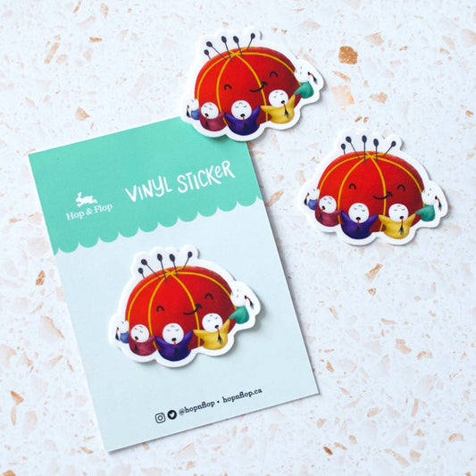 Asian Sewing Pin Cushion Vinyl Sticker