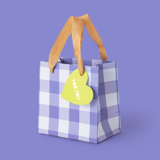 Gift Bags - Blue Gingham - Assorted Sizes to Choose From