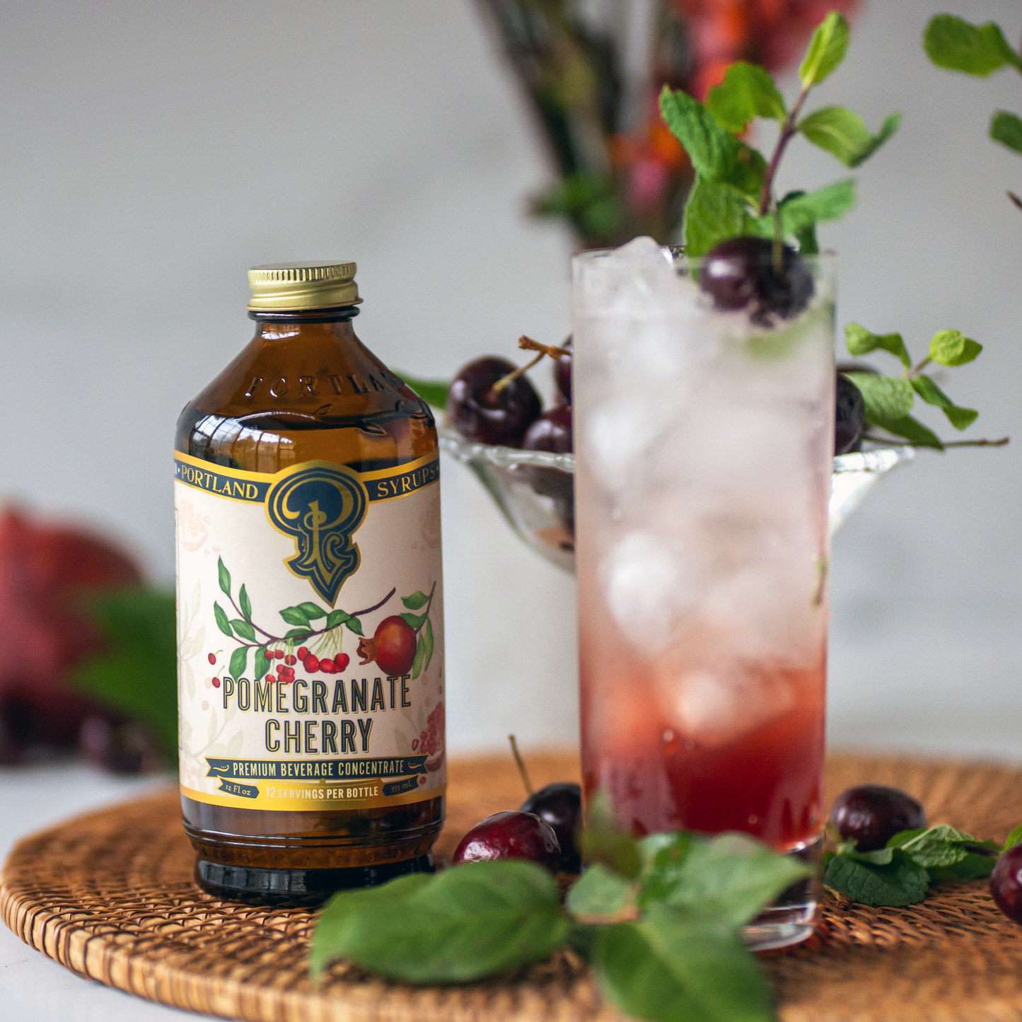 Pomegranate Cherry Syrup 3.4oz - Cocktail / Mocktail Mixer