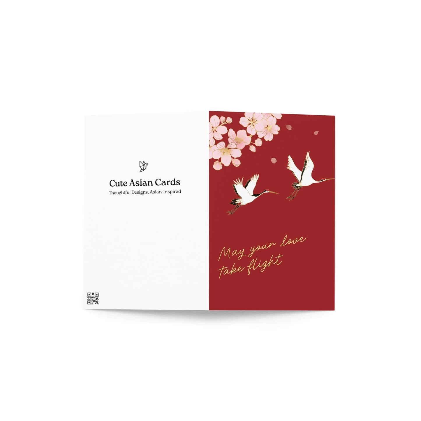 Love Take Flight Asian Wedding Cards | Red Ornate Chinese Vietnamese Greeting