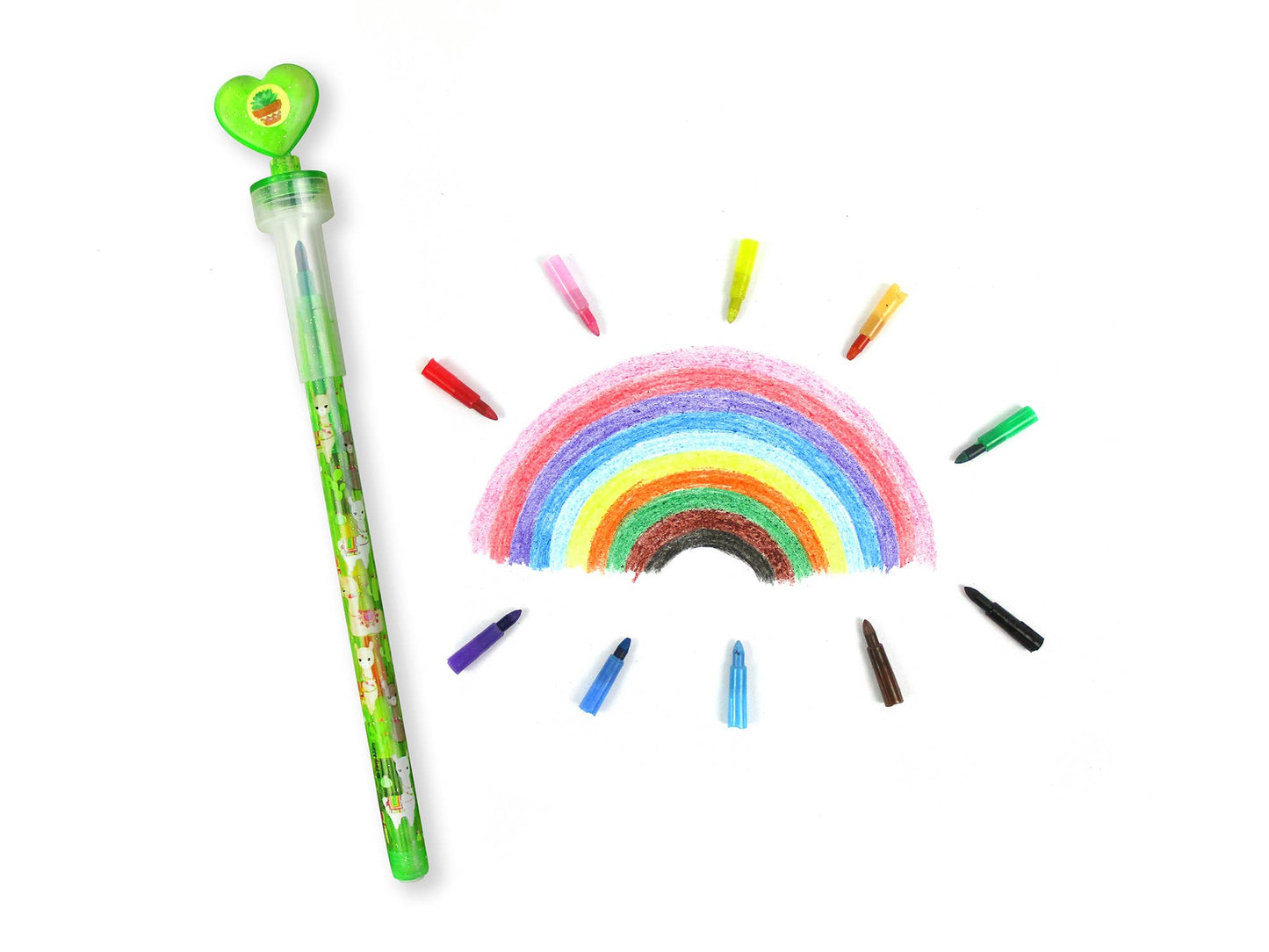 Llamas Rainbow Stackable Crayon with Stamper Topper