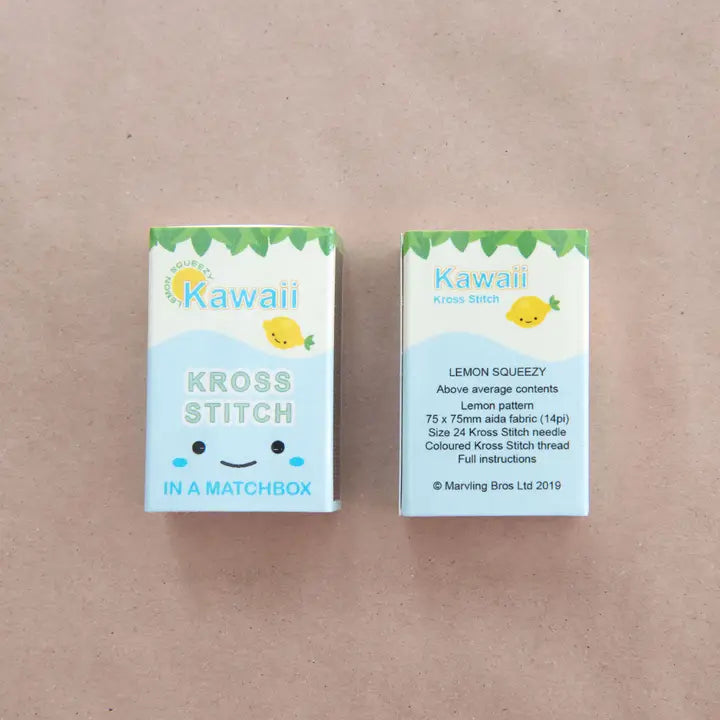 Kawaii Lemon Mini Cross Stitch Kit in A Matchbox