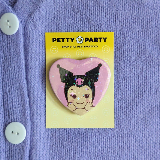 Kuromi Baby Sparkle Heart Button
