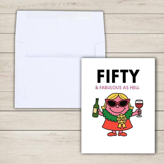 "Fifty & Fabulous as Hell" 50th Birthday Card