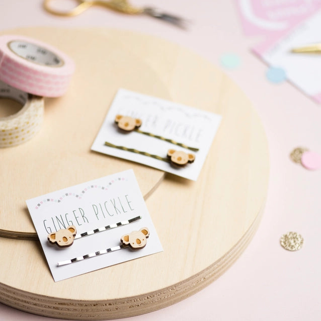 Wooden Koala Hair Slides