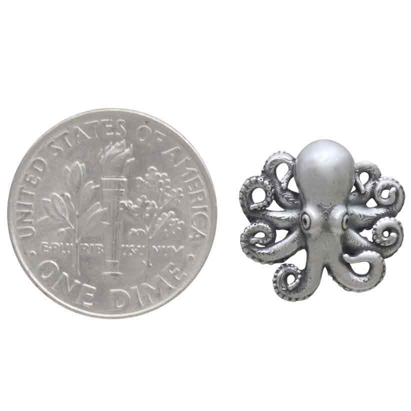 Sterling Silver Baby Octopus Post Earrings 13x14mm