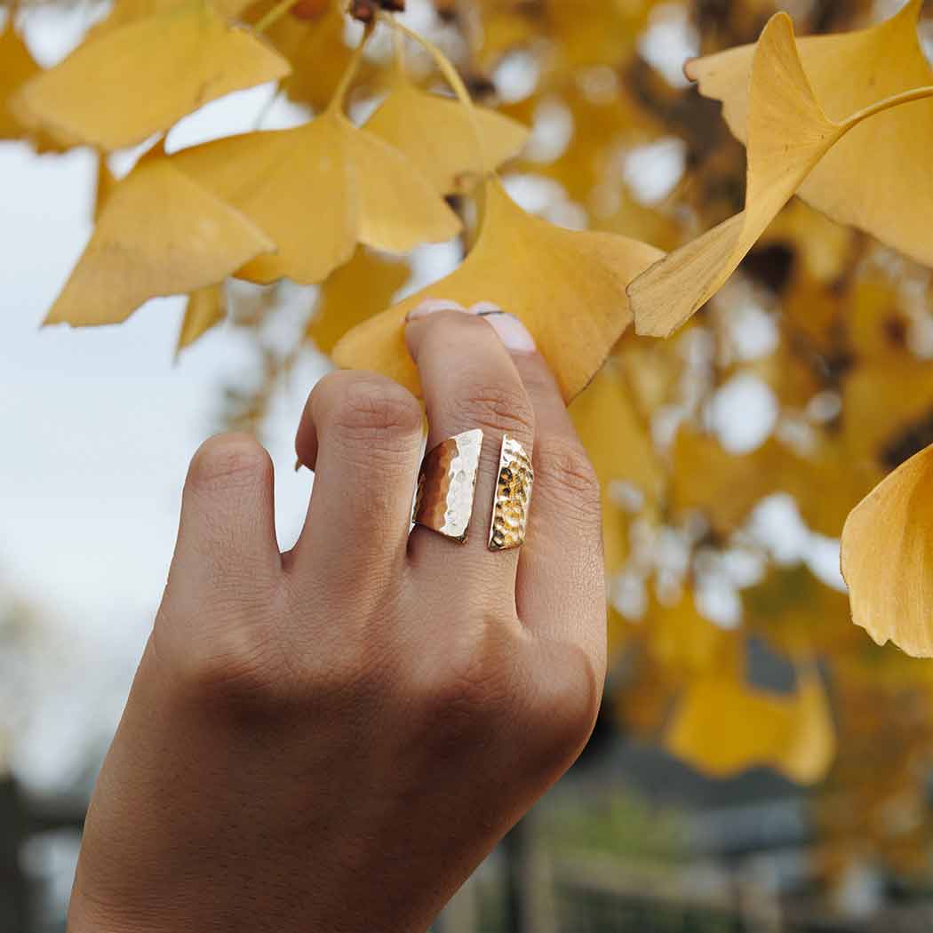 Sterling Silver or Bronze Adjustable Hammered Shield Ring