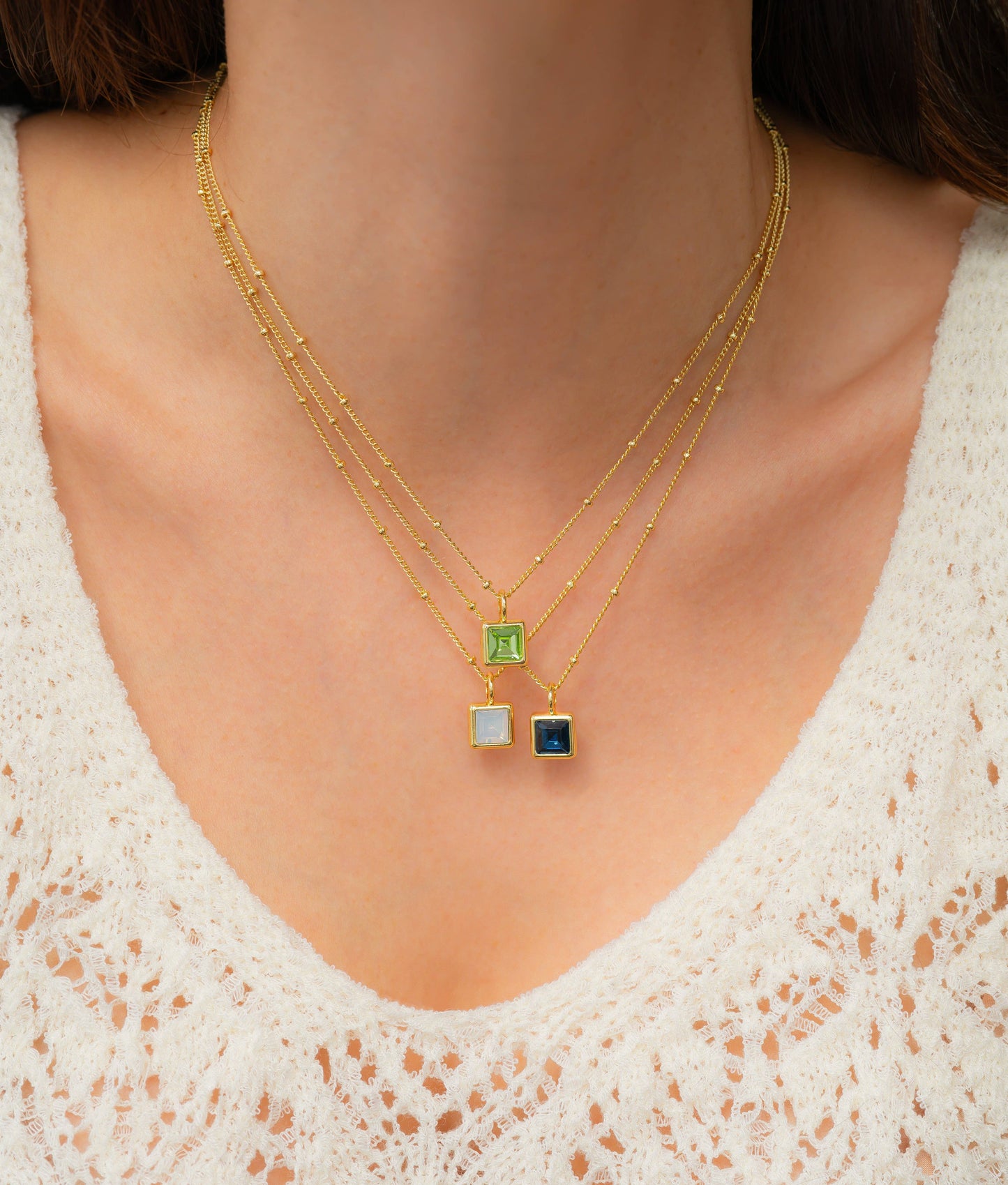 Birthstone Bottle with Square Pendant