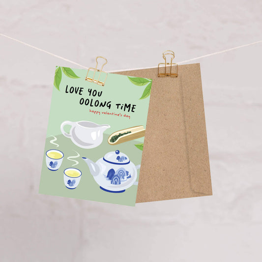 Love You Oolong Time Valentine's Day Card | Chinese Teapot