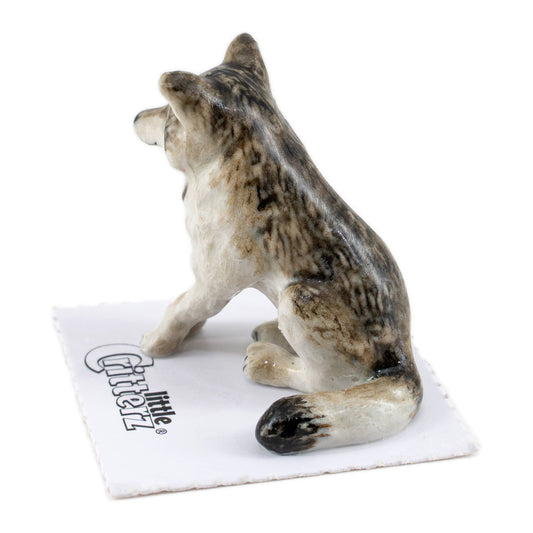 Akela Wolf Sitting Porcelain Miniature